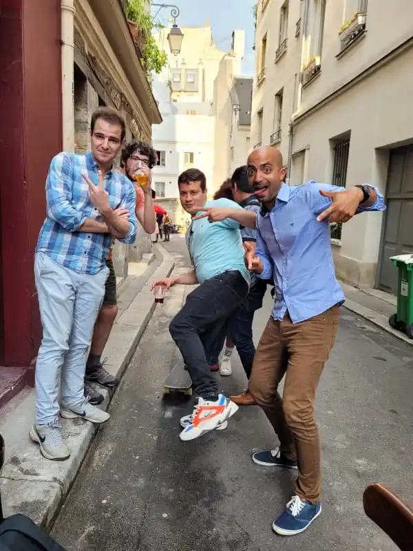 Julien, moi, Nadir, et Yanomi à Blabla ~ 2021