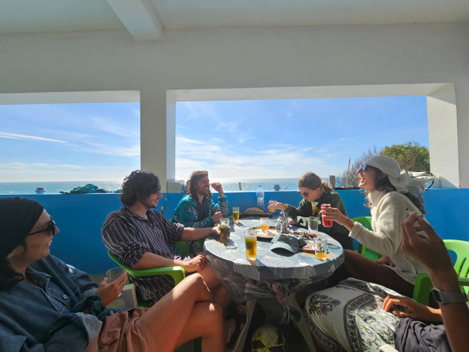 On the beach near Asilah with Margaux, Me, Tim, Constance, Clemence, and Sami ~ 2024