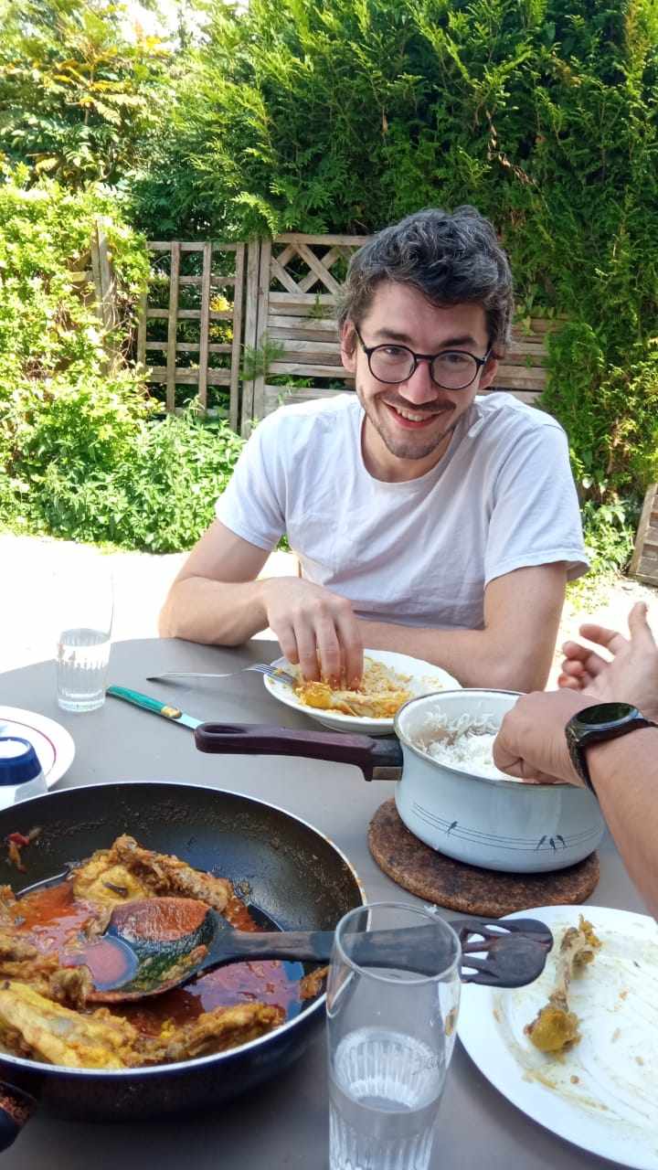 Me eating Rishik’s chicken for Indian Independence Day ~ 2023